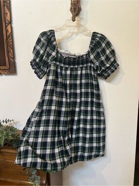 American Eagle Plaid Smocked Mini Dress